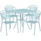 Emma and Oliver Commercial Grade 28" Square Metal Garden Patio Table Set w/ 4 Round Back Chairs